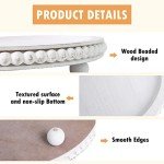 12" White Wood Beaded Decorative Serving Tray