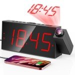 180° Rotatable Projection Alarm Clock with USB Charger