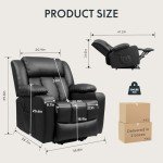 Oversized Electric Recliner Chair with Massage & Cup Holders