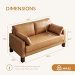 Tan Faux Leather 2-Seater Loveseat Sofa