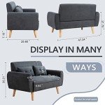 Dark Grey Modern Linen Loveseat Sofa with Pillows