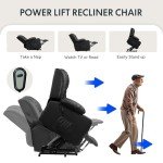 Oversized Electric Recliner Chair with Massage & Cup Holders