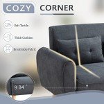 Dark Grey Modern Linen Loveseat Sofa with Pillows