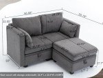 Dark Grey Modular Loveseat Couch with Storage