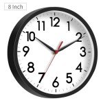Modern 8-Inch Battery Operated Wall Clock