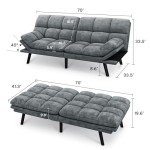 YITAHOME 70" Convertible Futon Sofa Bed - Dark Grey