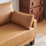 Tan Faux Leather 2-Seater Loveseat Sofa
