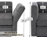 Dark Grey Modular Loveseat Couch with Storage