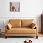 Tan Faux Leather 2-Seater Loveseat Sofa
