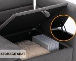 Dark Grey Modular Loveseat Couch with Storage