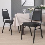 Trapezoidal Black Vinyl Banquet Chairs - Set of 4