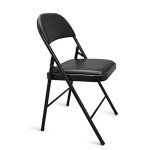 Black Vinyl-Padded Folding Chairs, Set of 4
