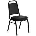 Trapezoidal Black Vinyl Banquet Chairs - Set of 4