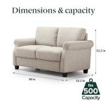 ZINUS Josh Beige Loveseat Sofa with Easy Assembly
