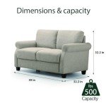ZINUS Josh Beige Loveseat Sofa with Easy Assembly