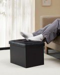 Black Folding Storage Ottoman with Padded Seat