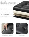 Black Folding Storage Ottoman with Padded Seat
