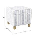 Blue Stripe Classic Square Storage Ottoman with Lid