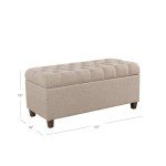 Tufted Ainsley Button Storage Ottoman Bench, Tan