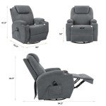 Flamaker Gray Rocking Recliner Chair with Massage