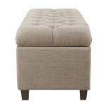 Tufted Ainsley Button Storage Ottoman Bench, Tan