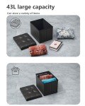 Black Folding Storage Ottoman with Padded Seat
