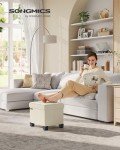 Cream White Storage Ottoman Foot Rest with Legs
