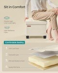 Cream White Storage Ottoman Foot Rest with Legs