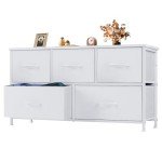 Stylish 5-Drawer Bedroom Dresser with Fabric Bins