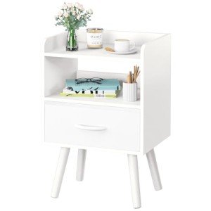 Yoobure Modern Nightstand with Drawer and Shelf