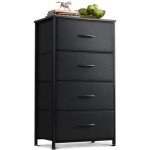 Black Fabric Dresser with 4 Storage Drawers