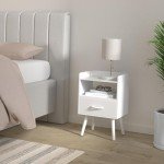 Yoobure Modern Nightstand with Drawer and Shelf
