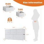 Stylish 5-Drawer Bedroom Dresser with Fabric Bins