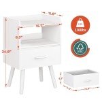 Yoobure Modern Nightstand with Drawer and Shelf