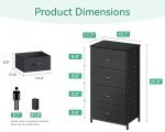 Black Fabric Dresser with 4 Storage Drawers