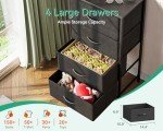 Black Fabric Dresser with 4 Storage Drawers