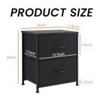 Chic Black Nightstand with 2 Fabric Drawers