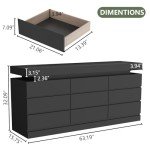 Modern 9-Drawer Dresser with Power Outlet and LED
