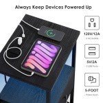 Fixwal LED Charging Nightstand with Fabric Drawers