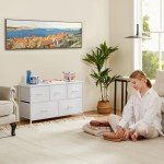 Stylish 5-Drawer Bedroom Dresser with Fabric Bins