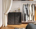 Black Fabric Dresser with 4 Storage Drawers