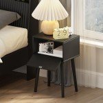 Set of 2 Modern Nightstands with Fluted Doors