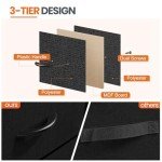 Chic Black Nightstand with 2 Fabric Drawers