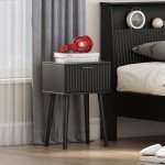 Set of 2 Modern Nightstands with Fluted Doors