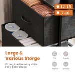 Chic Black Nightstand with 2 Fabric Drawers
