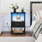 Fixwal LED Charging Nightstand with Fabric Drawers