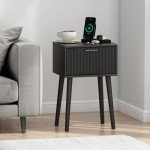 Set of 2 Modern Nightstands with Fluted Doors