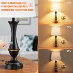 Set of 2 Touch Lamps with USB Ports