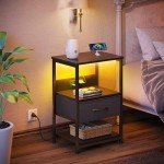 LED Nightstand Set of 2 with Charging Station