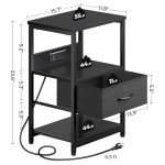 LED Nightstand Set of 2 with Charging Station